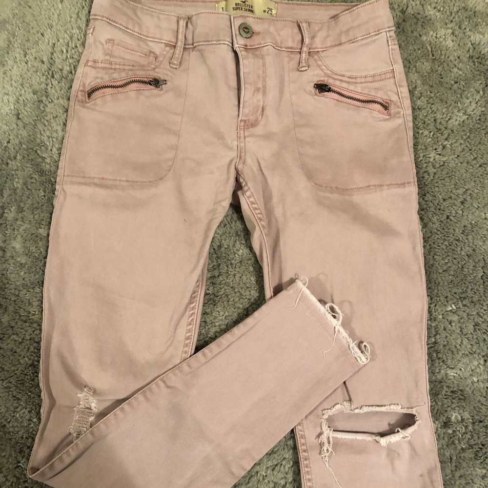 Hollister distressed pink jeans